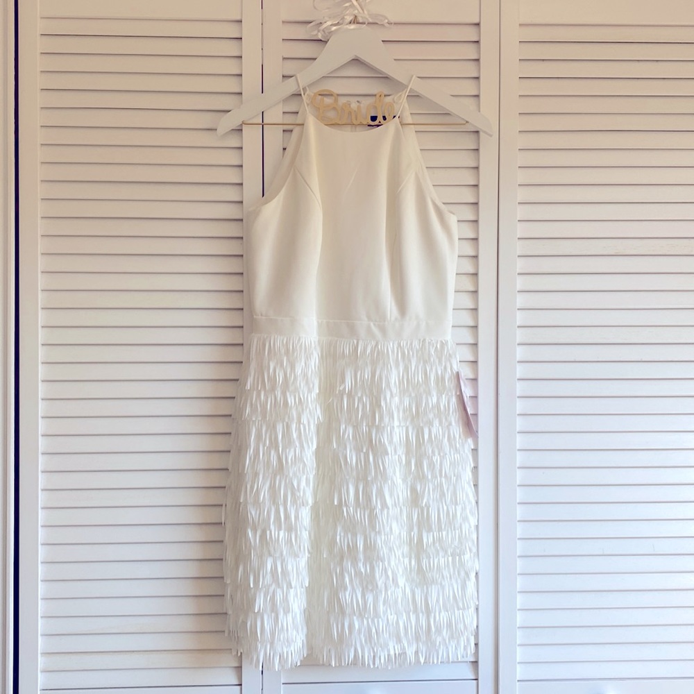 BHLDN little white fringe dress worn once for a couple of hours